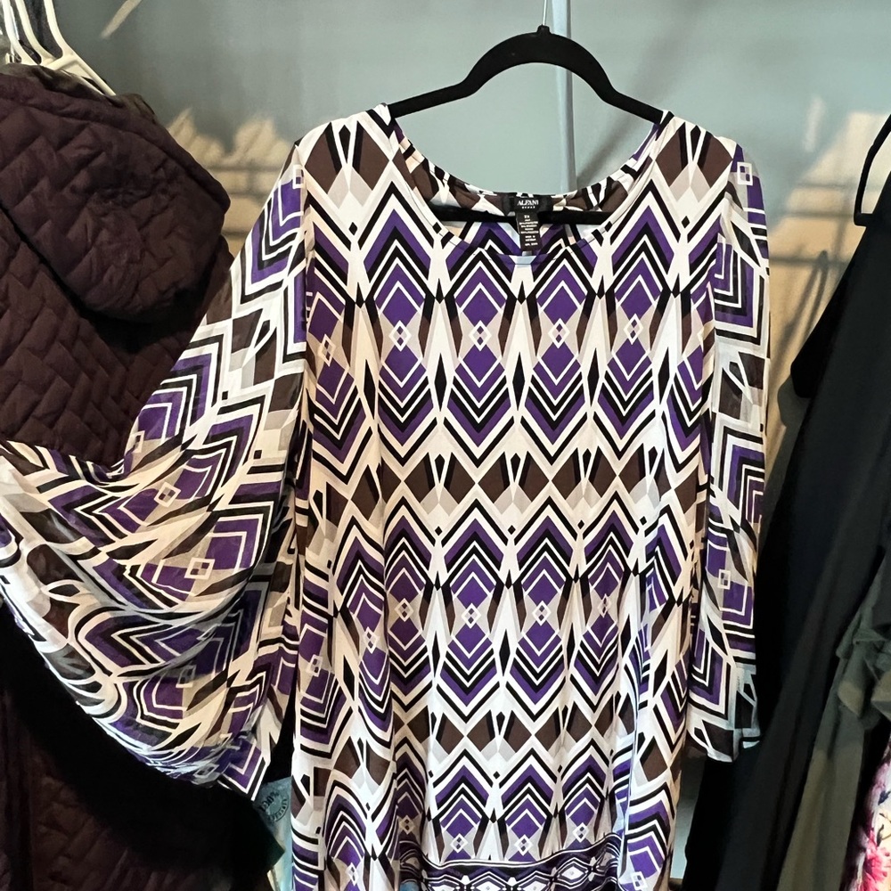 Alfani Purple and Black Geometric Blouse